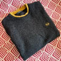 Maglione Sergio Tacchini vintage nero bordo oro