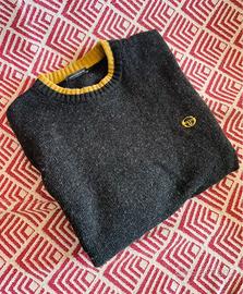 Maglione Sergio Tacchini vintage nero bordo oro