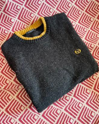 Maglione Sergio Tacchini vintage nero bordo oro