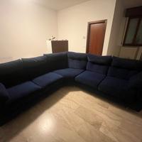 Divano angolare velluto blu