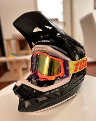 Casco 100% bici dh downhill con maschera 100%