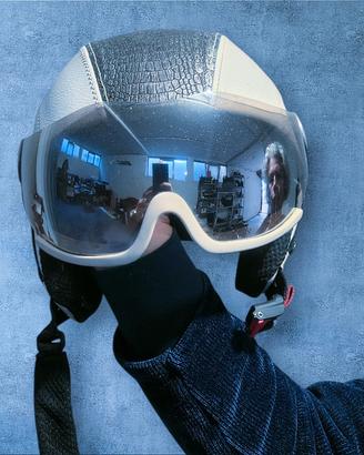 Casco da sci in vera pelle