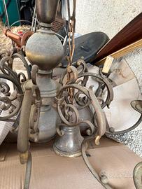 Antico lampadario in bronzo 8 lampade