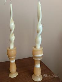 Coppia candelabri in alabastro  Volterra con cande