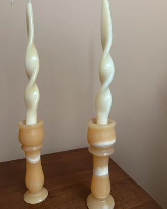 Coppia candelabri in alabastro  Volterra con cande