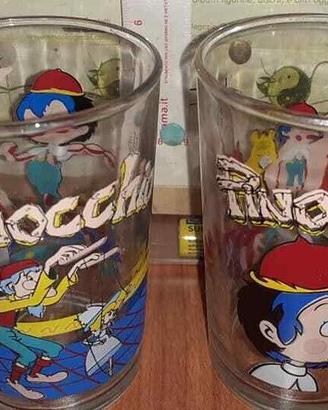 2 Bicchieri vintage anime Pinocchio tatsunoko 1991