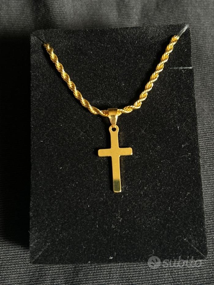 Collana con croce in oro 14k ghiacciato da 20 - Italia