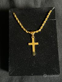 Collana oro con croce oro iced