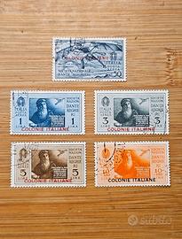 Francobolli Sovrastampati Colonie Italiane 1932