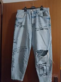 jeans con scritte uomo