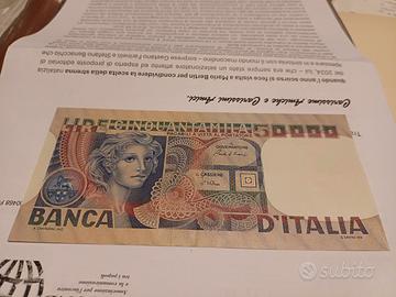 Banconota 50.000 lire repubblica volto di donna.