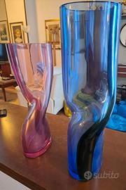 Set vasi colorati in vetro anni 80
