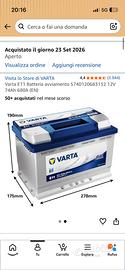 Batteria Auto VARTA E11 Blue Dynamic 12V 74Ah 680A