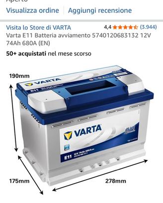 Batteria Auto VARTA E11 Blue Dynamic 12V 74Ah 680A