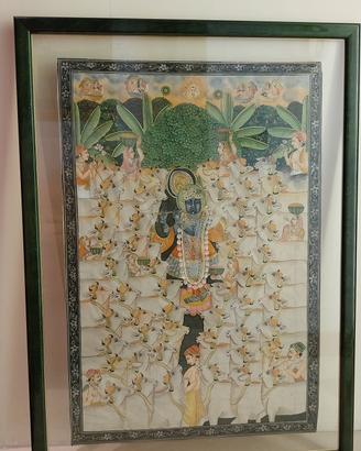 Dipinto Indiano Krishna Pichwai, vintage anni 80