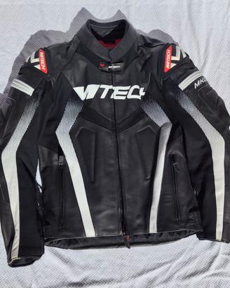 Giacca in pelle MTech MKGP, col. nero/nero/bianco