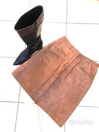 Gonna Vera Pelle cuoio anticato. Vintage 90s 