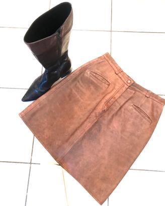 Gonna Vera Pelle cuoio anticato. Vintage 90s 