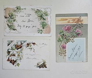 Tre cartoline postali FLOREALI antiche viaggiate