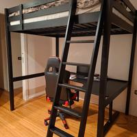 Letto a soppalco con scrivania e armadio