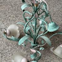 🕯️ LAMPADARIO + 2 ABAT-JOUR STILE SHABBY CHIC