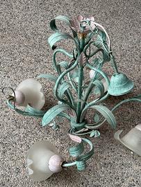 🕯️ LAMPADARIO + 2 ABAT-JOUR STILE SHABBY CHIC