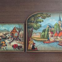 Coppia quadretti "Arte Nuova Forma" dipinti a mano