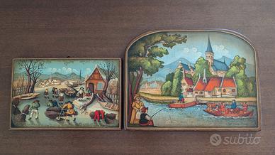 Coppia quadretti "Arte Nuova Forma" dipinti a mano