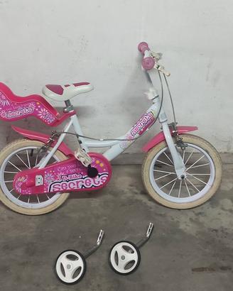 bici 14 pollici per bambina rosa