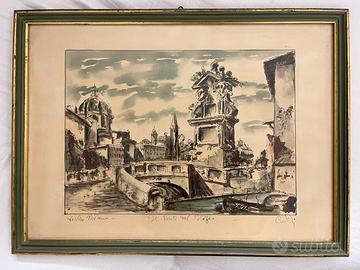 Acquarello d’epoca originale anni 1930