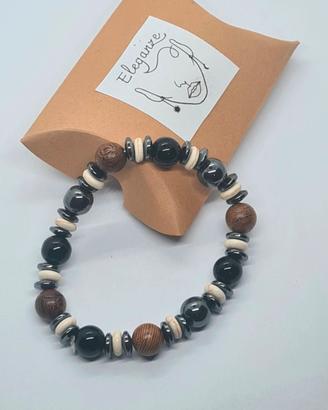 Bracciale in ematite e legno