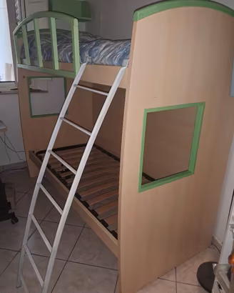 letto a castello moderno legno di faggio e verde 