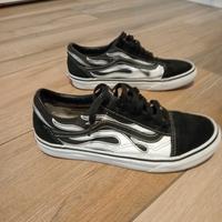 vans old skool flame black white