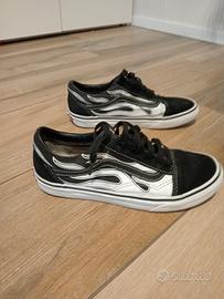 vans old skool flame black white