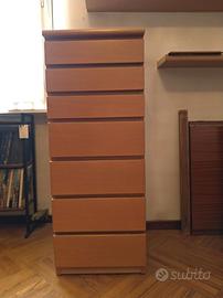 Cassettiera Cameretta Bambini 7 Cassetti - Faggio