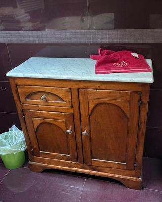 Mobiletto da bagno in noce