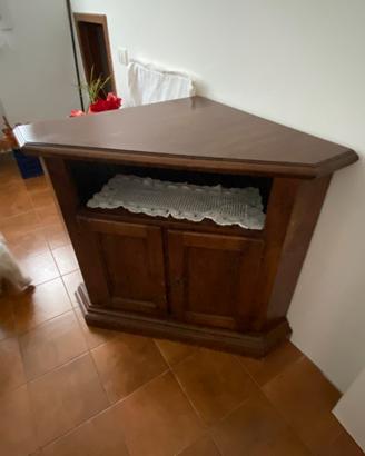 Porta tv ad angolo in legno