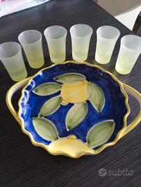 Ceramica di Sorrento Vassoio Bicchieri limoncello