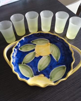 Ceramica di Sorrento Vassoio Bicchieri limoncello