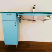 Mobile bagno piano in cristallo celeste