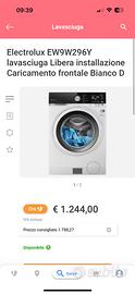 Lavasciuga Electrolux EW9W296Y con pompa di calore