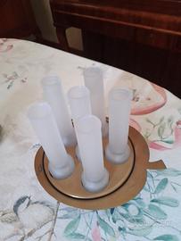 Set liquore/chupito vintage ottone e vetro satinat