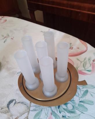 Set liquore/chupito vintage ottone e vetro satinat