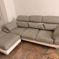 Divano poltrone Sofa pelle con cuscini di piuma