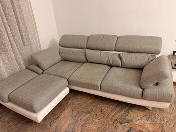 Divano poltrone Sofa pelle con cuscini di piuma