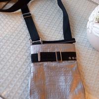 NANNINI BORSA DONNA TRACOLLA ECOPELLE ARGENTO/NERO