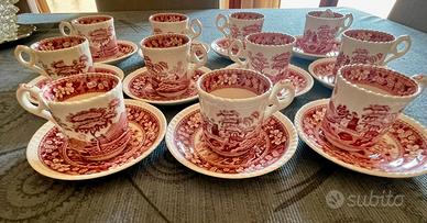 Set 11 tazzine con piattino pink tower England