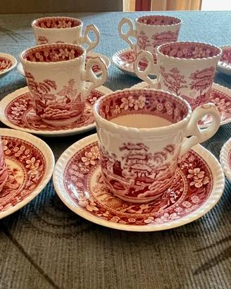 Set 11 tazzine con piattino pink tower England