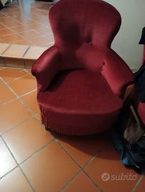 2 due poltrone poltrona velluto rosso anni 70 80 
