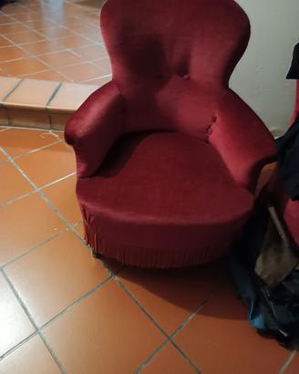 2 due poltrone poltrona velluto rosso anni 70 80 